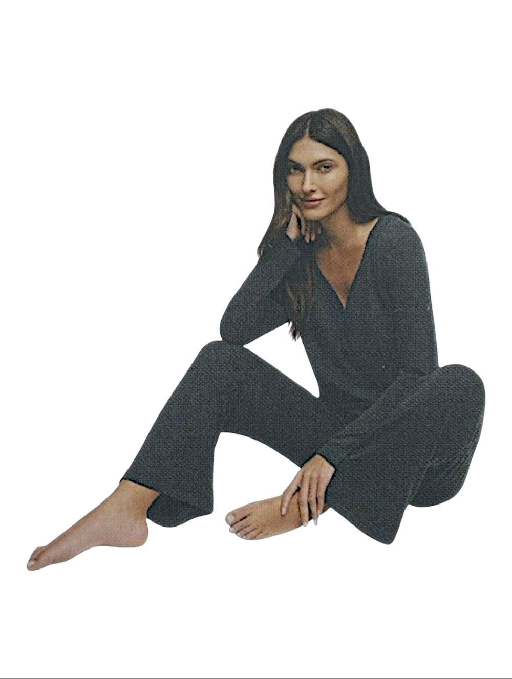 New 2 pcs Banana Republic Women's  Rib Lounge Set Pajamas Size XL Black